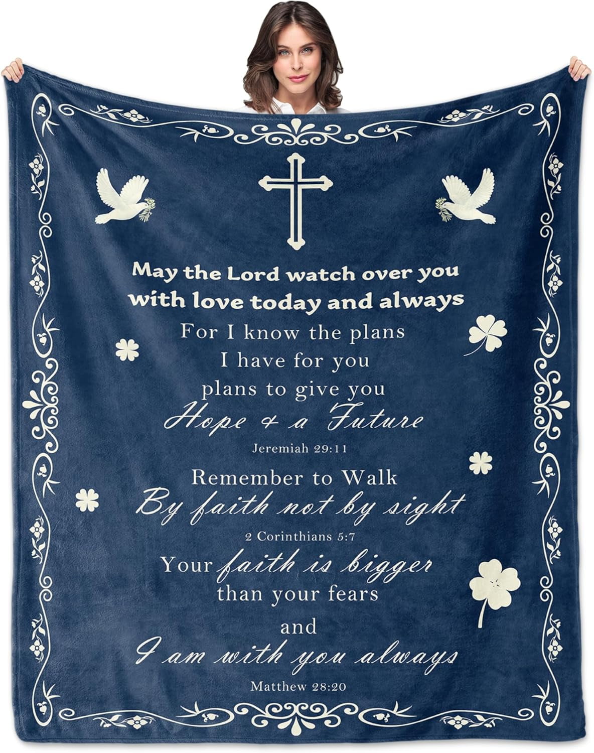 Christian Gifts: Inspirational Spiritual Scriptures, Catholic Bible Verse Blessed Blanket Prayer Praying Faith Men Woman Birthday Gifts