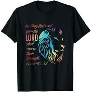 Christian Gifts Lion Men Women Religious Verse Sayings Him T-Shirt Black Small