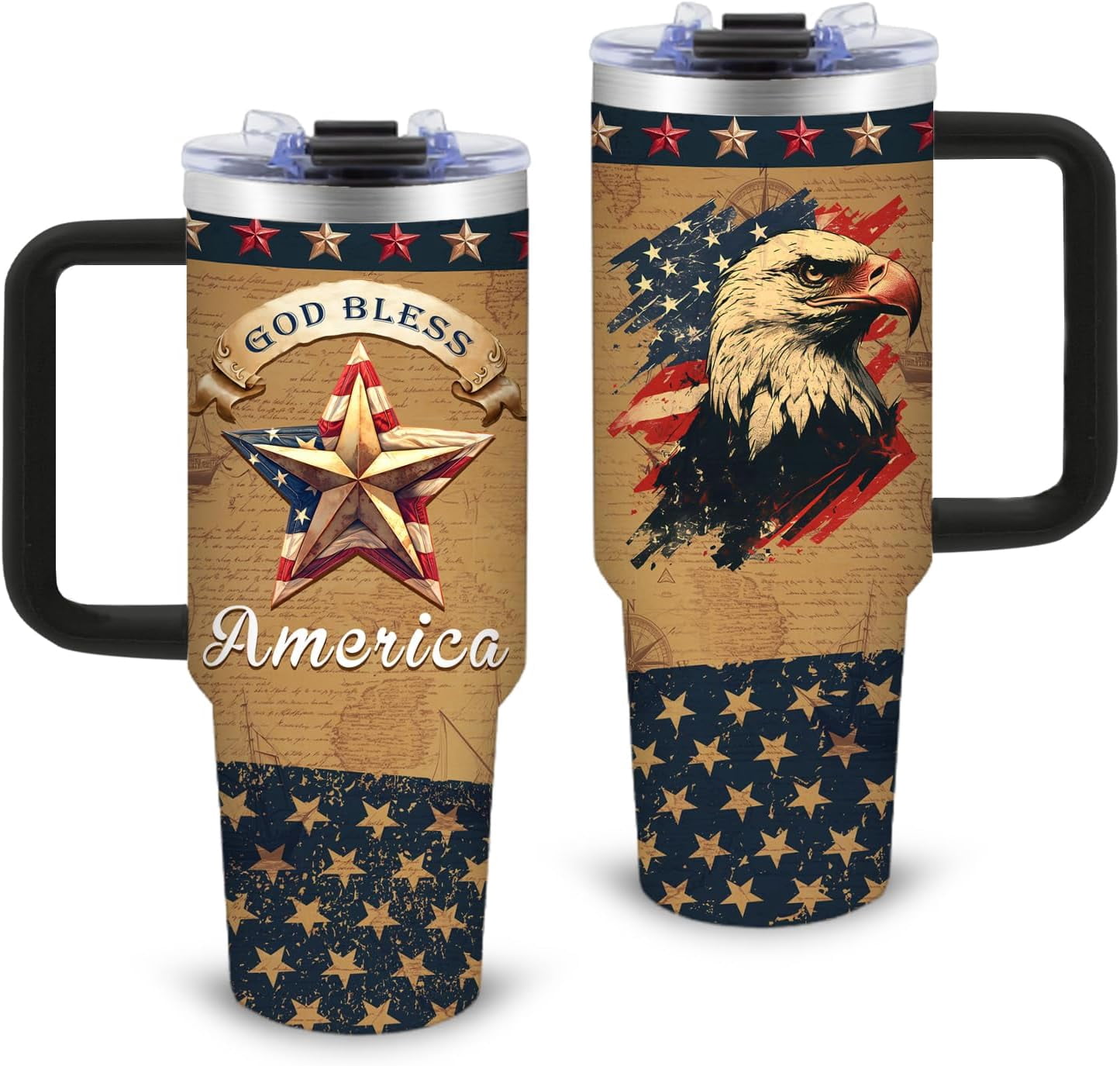 Christian Gifts for Men 30 Oz Christian God Blessed Tumbler with Handle and Straw, Stainless Steel Travel Insulated Coffee Mugs, Leak-proof, Inspiration Religion Birthday Gifts for Him Water Cup