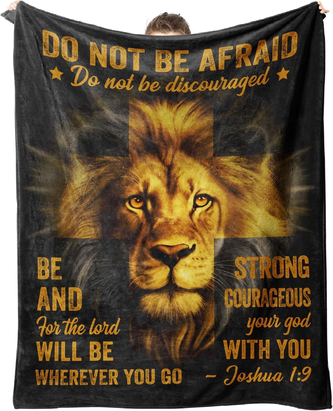 Christian Gifts for Men, Blanket Printed with Lion & Bible Verse, Religious, Christmas, Birthday Gifts for Men, Teen Boys, Catholic, Spiritual, Baptism Gift, Soft Throw Blanket