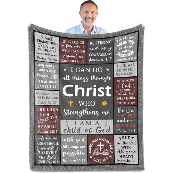 Christian Gifts for Men, Catholic/Religious Gifts for Men, I Can Do All Things Through Christ Blanket, Inspirational/Encouragement/Spiritual Gifts for Men, Mens Christian Gifts