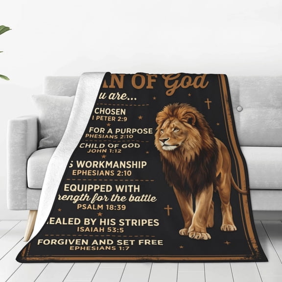 Christian Gifts for Men, Christian Blanket, Catholic Gifts, Religious Gifts for Men, Man of God Gift, Baptism Gift, Bible Inspirational Spiritual Gifts for Son Dad Husband 50x40