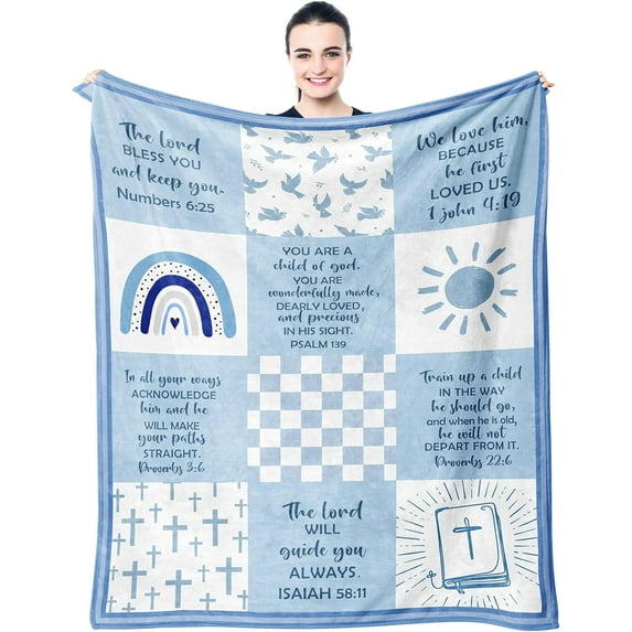 Christian Gifts for Men, Christian Gift Blanket 60"x50", Religious Gifts for Men, Bible Gifts, Catholic Gifts, Spiritual Inspirational Baptism Gifts, Encouragement Birthday Gift for Men of God