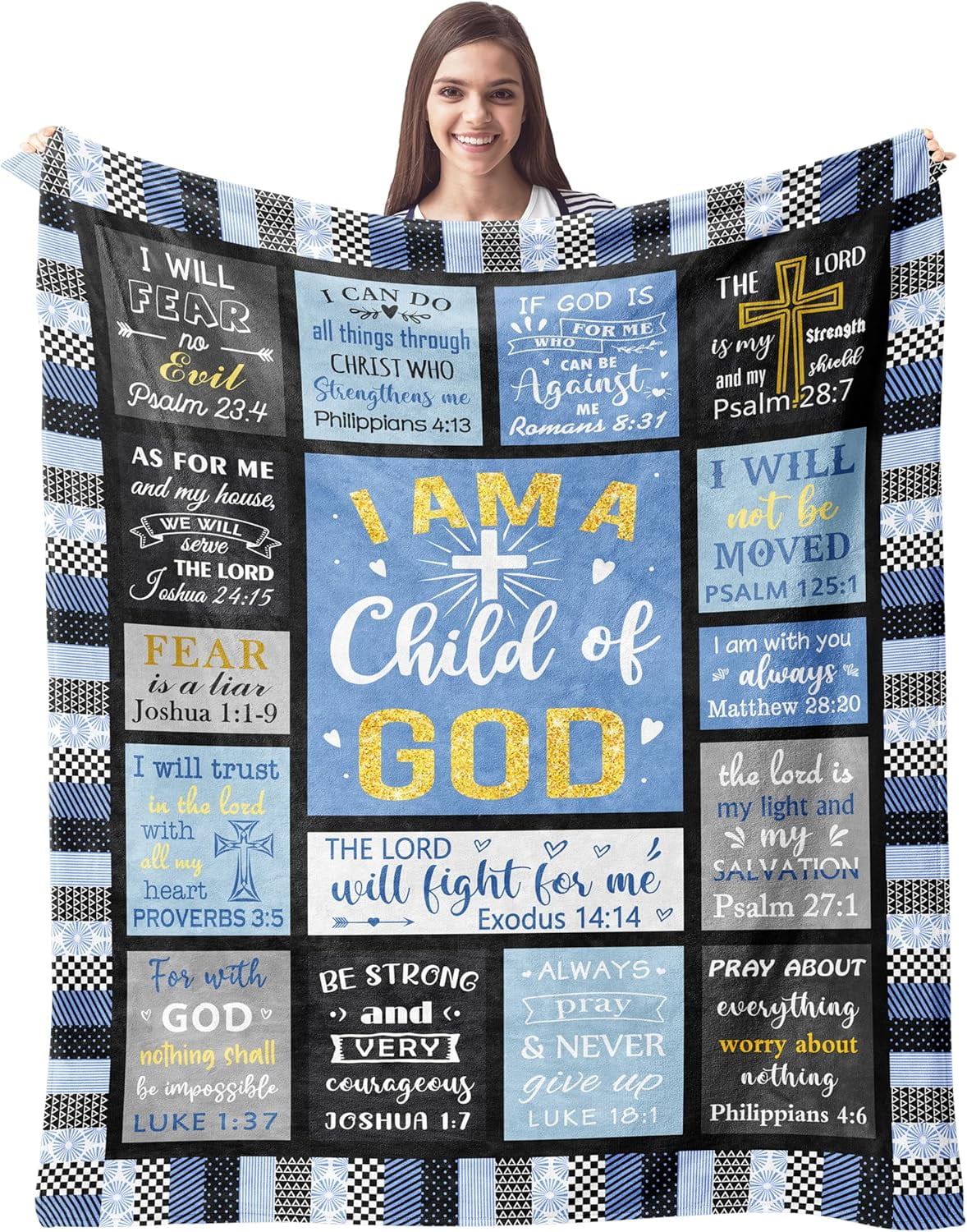 Christian Gifts for Men, Dad, Son, Brother, Him Blanket - Inspirational Religious Graduation/Birthday Gifts - Baptism Confirmation Gifts for Boys - Catholic Spiritual Gifts for Men