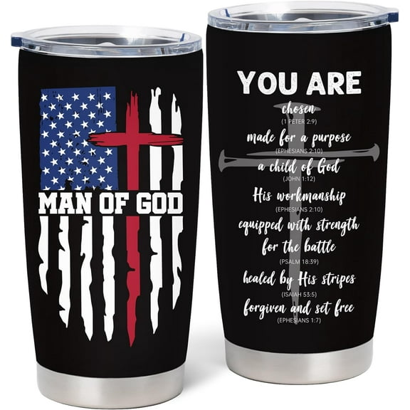 Christian Gifts for Men, Fathers Day Christian Gifts, Catholic gifts, Religous Christian Gifts for Men, Inspirational Gifts, Bible Verse Gifts, Gifts for Spiritual Men 20oz Coffee Tumbler
