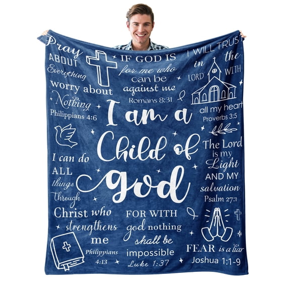Christian Gifts for Men - Religious Gifts Blankets -Religious Gifts for Men Throw 60"X50" - I Am A Child of God Blanket - Baptism Gifts for Boys -Confirmation Gifts for Teenage Boys