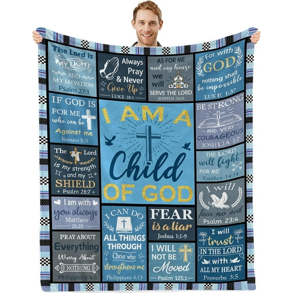 Christian Gifts for Men, Religious Gifts for Men Faith, Baptism Gifts for Boys, Inspirational Gifts for Men, Christian Blanket for Men on Birthday Chirstmas Thanksgiving