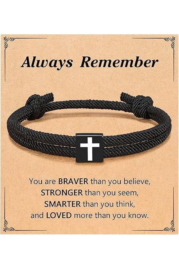 Christian Gifts for Men Women Teens Inspirational Religious Bible Verse Joshua 1:9 Cross Bracelet Braided Rope Adjustable Bracelet Baptism Confirmation First Communion Gifts