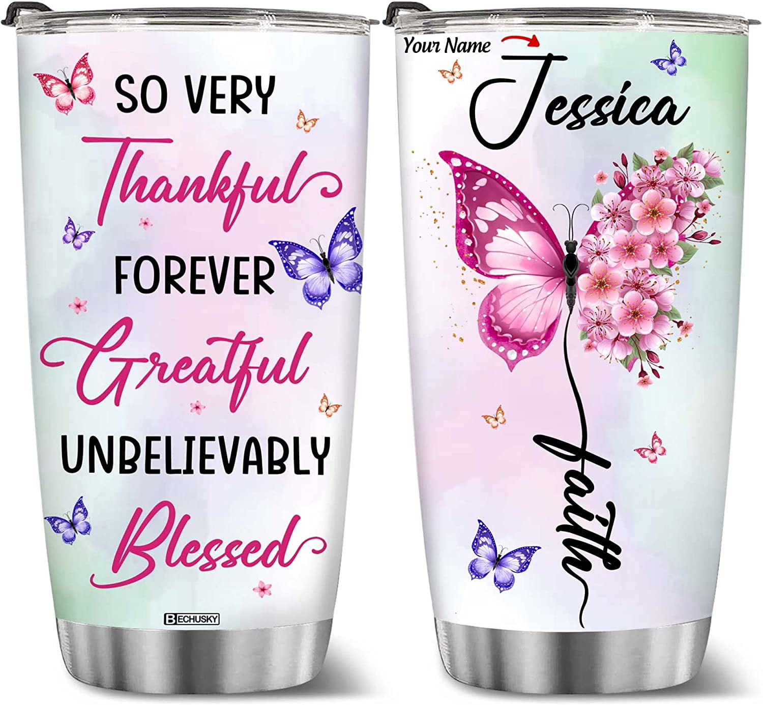 wowcugi Personalized Mermaid Tumbler Cup With Lid 20oz 30oz  Jewelry Drawing Style Stainless Steel Double Wall Vacuum Insulated Tumblers  Coffee Travel Mug Birthday Christmas Women Girls Kids Daughter: Tumblers 