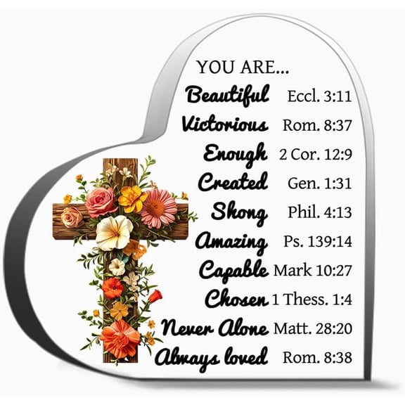 Christian Gifts Religious Gifts Scripture Gifts For Women Inspirational Gifts With Bible Verse And P Decor Acrylic Heart Gifts Sign Office Art Decorations