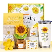 Christian Gifts Set for Women, Faith Gift Box with Socks Soap Candle Hair Clip Crochet Sunflower Card