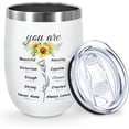 thumbnail image 1 of Christian Gifts for Women 12oz Insulated Wine Tumbler, Stainless Steel Stemless Glass, Inspirational Flower Prints, Ideal for Mom, Sister, Wife, Coworker, 1 of 6