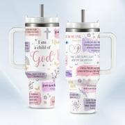 Christian Gifts for Women 40oz Tumbler Purple I Am A Child of God Gifts Coffee Cup - Inspirational Religious Birthday Gifts for Women, Baptism Gifts for Girl, Catholic Spiritual Faith Bible Verse Gift