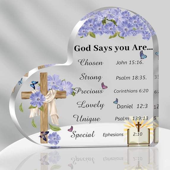 Christian Gifts for Women Acrylic Religious Gifts for Women Inspirational Bible Verse Prayers Encouragement Scripture Gift Bible Desk Decoration for Women Sister Friends 5.9x5.9 Inch