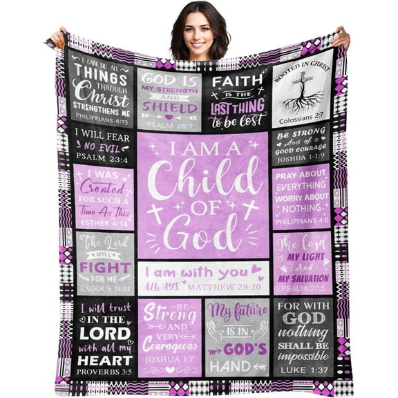 Christian Gifts for Women - Baptism Gifts for Girl - Child of God Blanket - Inspirational Birthday Religious Catholic Spiritual Gift for Daughter Sister Friend - Soft Flannel Throw Blanket