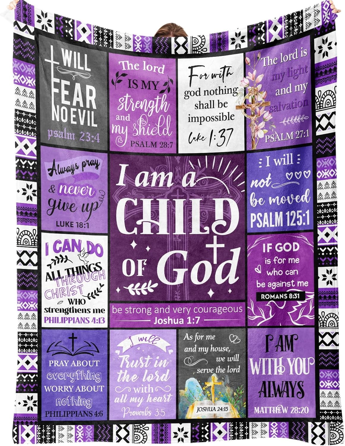 Christian Gifts for Women, Baptism Gifts for Girl, Religious Gift for Women, Christian Gift for Birthday Christmas Mothers Day - I Am A Child of God Purple Blanket