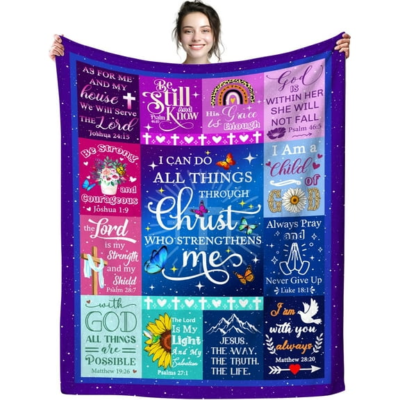 Christian Gifts for Women, Bible Verse Blanket Inspirational Jesus Prayer Blankets and Throws Religious Scripture Faith Healing Get Well Blanket for Mom Men Gifts 60"X50"