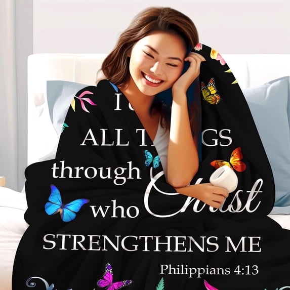 Christian Gifts for Women, Bible Verse Blanket Inspirational Jesus Prayer Blankets and Throws Religious Scripture Faith Healing Get Well Blanket for Mom Men Gifts 60"X50"