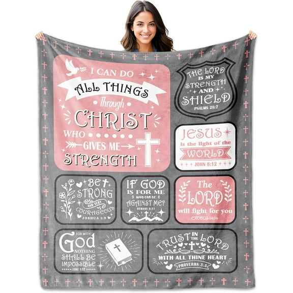 Christian Gifts for Women，Birthday Gifts for Christian Women Religious Blanket 60"x50", Religious Gifts for Women Bible, Spiritual Gifts for Women, Faith Bible Religious Gifts, Jesus Blanket