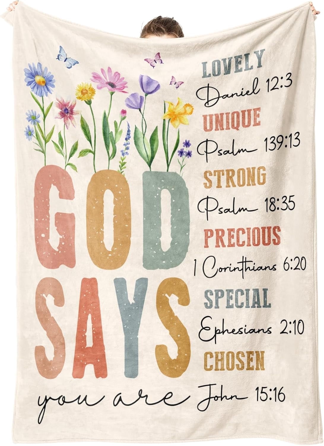 Christian Gifts for Women Birthday - Inspirational Floral Throw, Religious Birthday Gift for Women, Christian Blanket for Mom Sister Friend Girl, Baptism Confirmation Spiritual Gift for Her