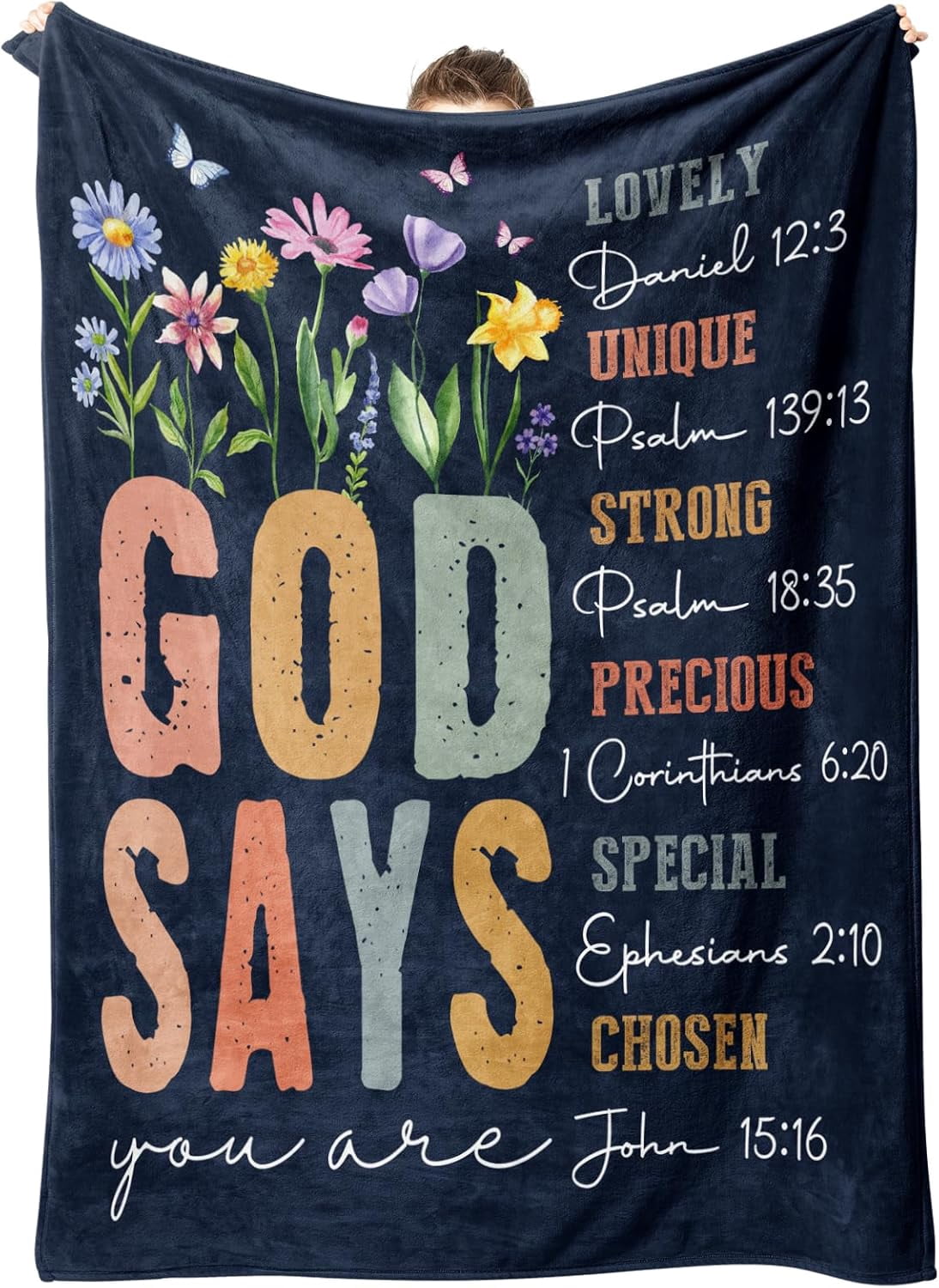 Christian Gifts for Women Birthday - Inspirational Floral Throw, Religious Birthday Gifts, Christian Blanket for Mom, Sisters, Friends, Girl, Baptism & Confirmation, Spiritual Gift for Her