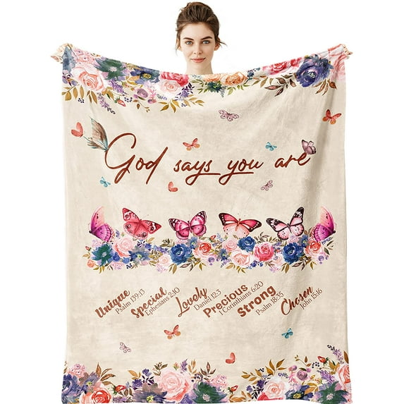 Christian Gifts for Women - Gifts for Women Birthday Unique - Butterfly Gifts 60"x 50" Blanket - Religious Gifts for Female - Bible Verse Throw Blankets - Inspirational Gift Ideas for Women
