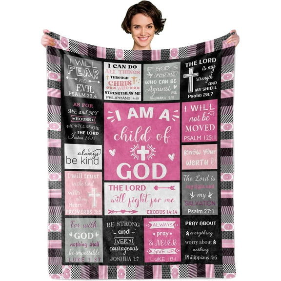 Christian Gifts for Women Blanket- 50''''x40'''' - I Am a Child of God Blankets Gift - Inspirational Gifts for Women - Baptism Confirmation Gifts for Girls, Catholic Gifts, Christian Gifts