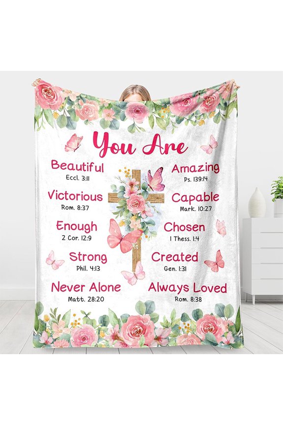 Christian Gifts for Women Blanket 50"x60", Religious Gifts for Women Christian, Inspirational Birthday Catholic Spiritual & Baptism Confirmation Gifts for Girls