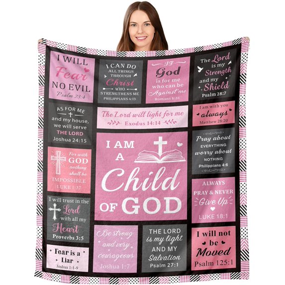 Christian Gifts for Women Blanket 50x60, Baptism Gifts for Girls, Inspirational Religious Spiritual Gifts for Women, Confirmation Catholic Gifts for Women, Graduation Birthday Christian Blanket