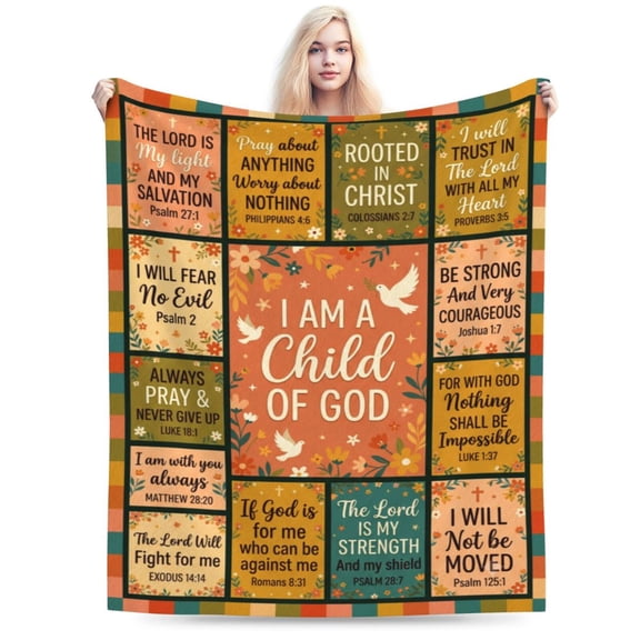 Christian Gifts for Women, Christian Blanket with Bible Verse , Religious, Inspirational, Spiritual Gifts for Friend, Mom, Sister, Daughter, I am A Child of God Soft Throw Blanket 50x40