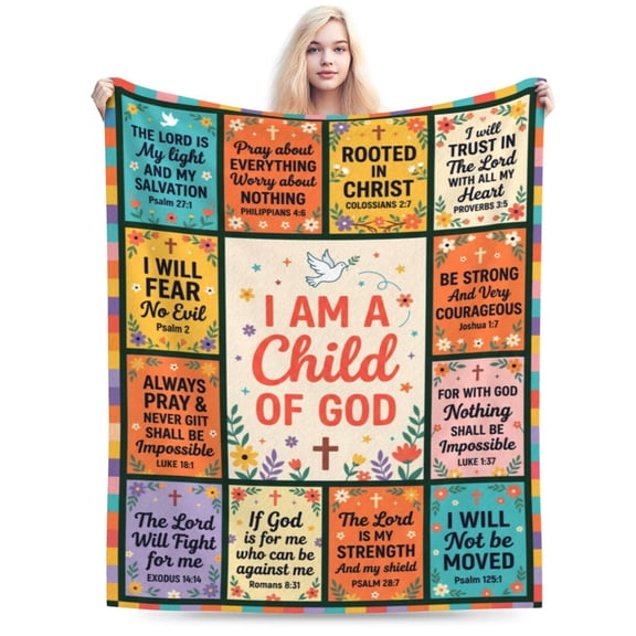 Christian Gifts for Women, Christian Blanket with Bible Verse , Religious, Inspirational, Spiritual Gifts for Friend, Mom, Sister, Daughter, I am A Child of God Soft Throw Blanket 50x40