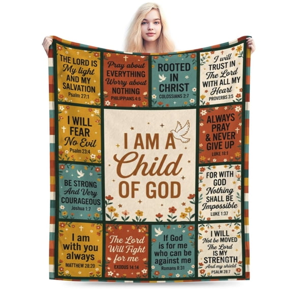 Christian Gifts for Women, Christian Blanket with Bible Verse , Religious, Inspirational, Spiritual Gifts for Friend, Mom, Sister, Daughter, I am A Child of God Soft Throw Blanket 50x40