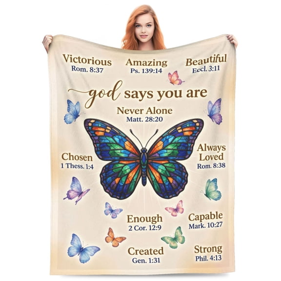 Christian Gifts for Women, Christian Blanket with Butterflies, Religious Gift for Woman, Inspirational Bible Verse Blankets Throws Spiritual Gift for Women Birthday Christmas 50x40