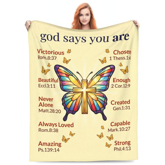 Christian Gifts for Women, Christian Blanket with Butterflies, Religious Gift for Woman, Inspirational Bible Verse Blankets Throws Spiritual Gift for Women Birthday Christmas 50x40