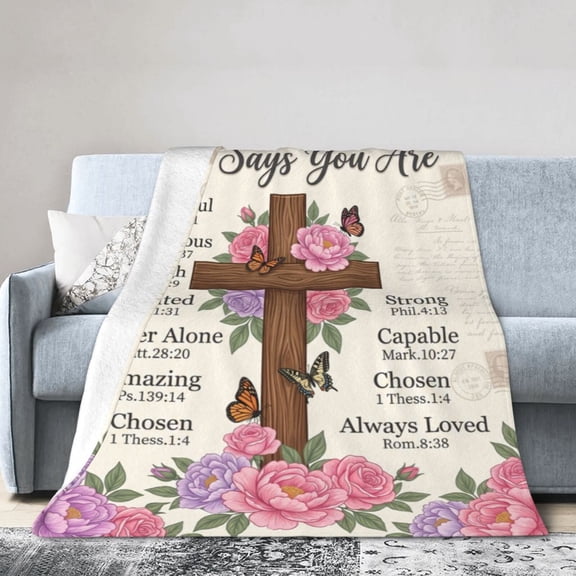 Christian Gifts for Women, Christian Blanket, Christian Gift with Flowers, Birthday Gifts for Women, Religious Gifts for Daughter, Mom Sister, Friends Inspirational Throw Blankets 50x40