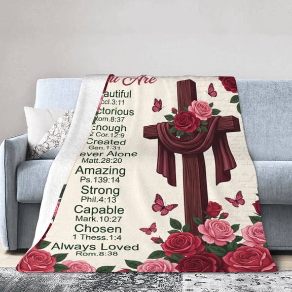 Christian Gifts for Women, Christian Blanket, Christian Gift with Flowers, Birthday Gifts for Women, Religious Gifts for Daughter, Mom Sister, Friends Inspirational Throw Blankets 50x40