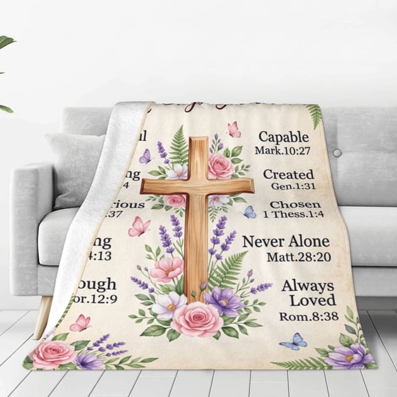 Christian Gifts for Women, Christian Blanket , Christian Gift with Flowers, Birthday Gifts for Women, Religious Gifts for Daughter, Mom Sister, Friends Inspirational Throw Blankets 50x40
