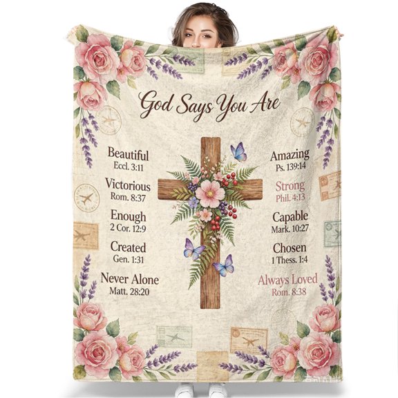 Christian Gifts for Women, Christian Blanket , Christian Gift with Flowers, Birthday Gifts for Women, Religious Gifts for Daughter, Mom Sister, Friends Inspirational Throw Blankets