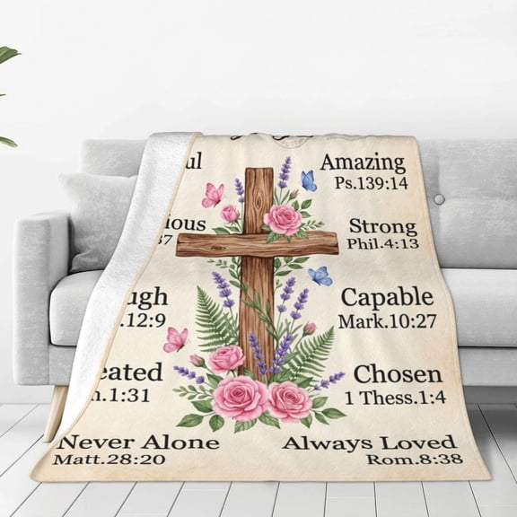 Christian Gifts for Women, Christian Blanket , Christian Gift with Flowers, Birthday Gifts for Women, Religious Gifts for Daughter, Mom Sister, Friends Inspirational Throw Blankets 50x40