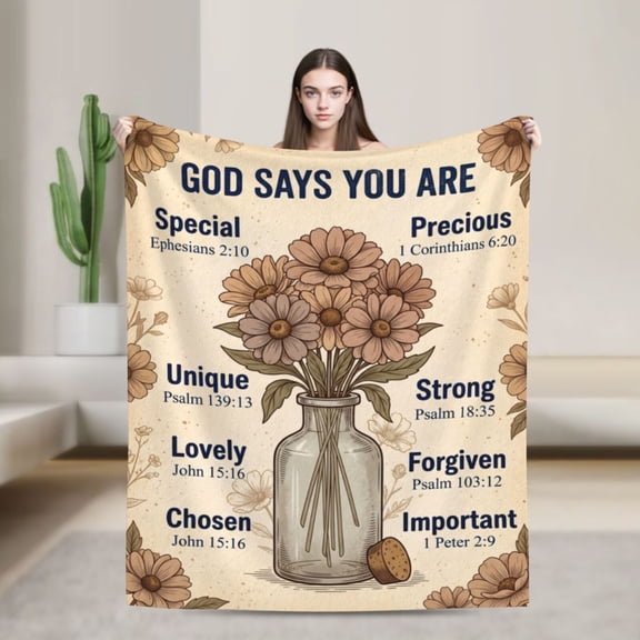 Christian Gifts for Women, Christian Blanket with Flowers, Birthday Gifts for Women, Baptism Religious Christmas Spiritual Gifts for Sister Daughter Friend Mom, Soft Throw Blankets 50x40