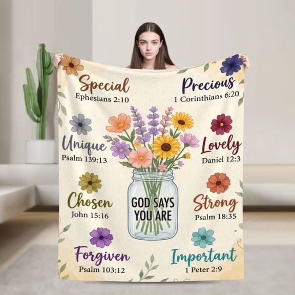 Christian Gifts for Women, Christian Blanket with Flowers, Birthday Gifts for Women, Baptism Religious Christmas Spiritual Gifts for Sister Daughter Friend Mom, Soft Throw Blankets 50x40