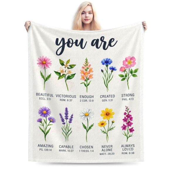 Christian Gifts for Women, Christian Blanket with Flowers, Birthday Gifts for Women, Christmas, Inspirational, Religious Gifts for Sister, Friend, Daughter, Soft Throw Blankets 50x40