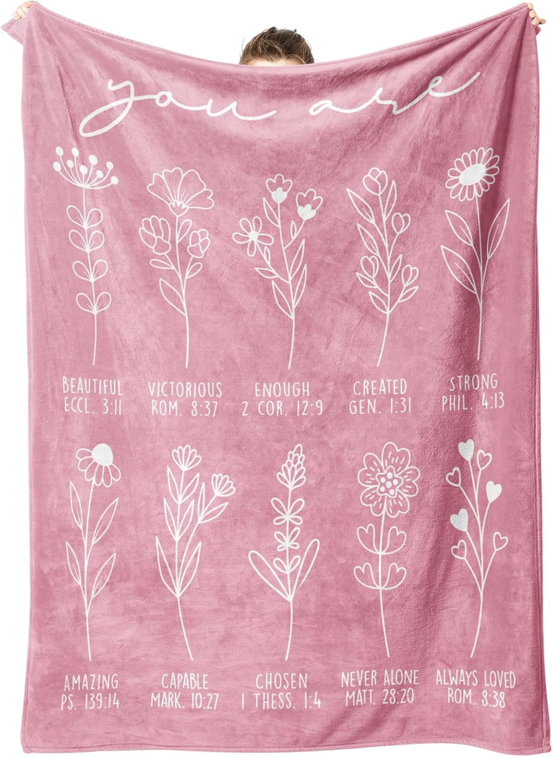 Christian Gifts for Women, Christian Blanket with Flowers, Birthday Gifts for Women, Inspirational, Religious Gifts for Sister, Friend, Daughter, Mom, Soft Throw Blankets 50'' x 60''