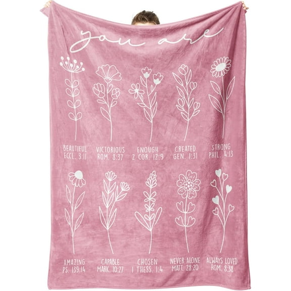 Christian Gifts for Women, Christian Blanket with Flowers, Birthday, Inspirational, Religious Gifts for Sister, Friend, Daughter, Mom, Soft Throw Blankets 50'' x 60''