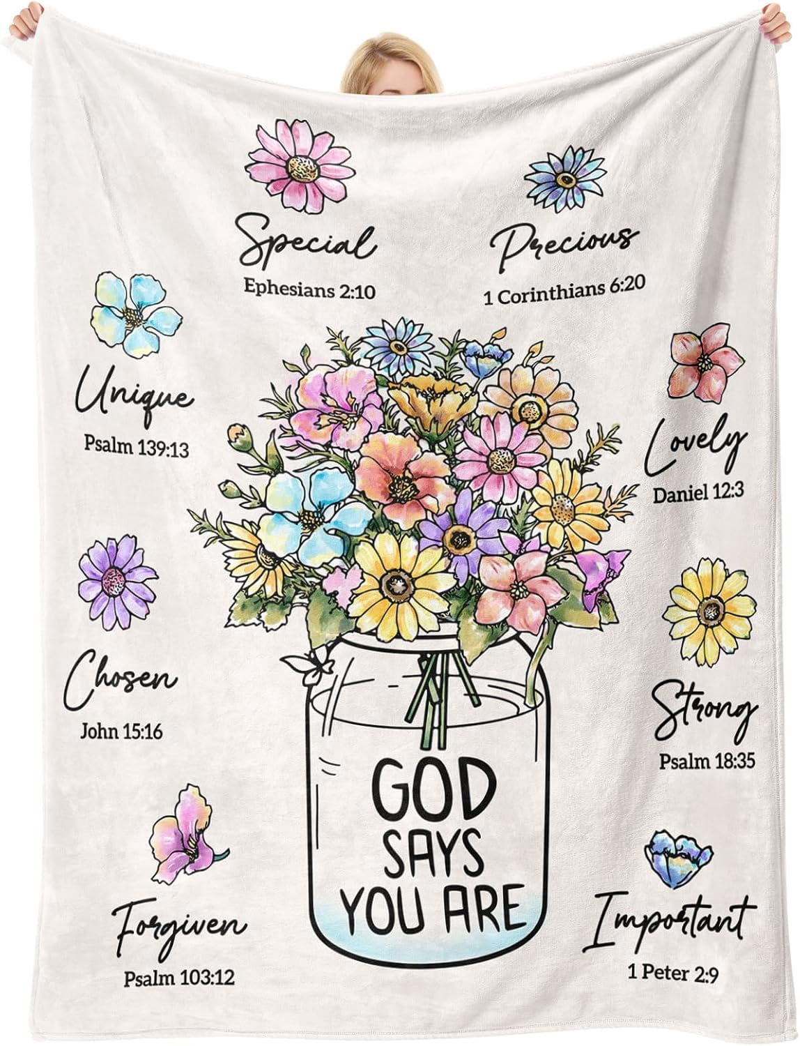 Christian Gifts for Women, Christian Blanket with Flowers, Christmas Best Gifts for Women, Faith Birthday Blanket for Women, Inspiration Encouragement Religious Gifts, Mothers Day Easter Nourish Soul