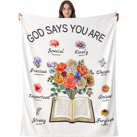 Christian Gifts for Women Christian Blanket with Flowers for Women Religious Inspirational Christmas Birthday Gifts for Mom Sister Daughter Friend Soft Throw Blanket