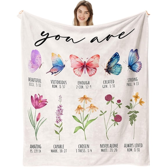 Christian Gifts for Women, Christian Blanket with  Verse, Religious Birthday Gifts for Catholic Women, Inspirational  Baptism Gifts for Girls Throw Blanket 60"X50"