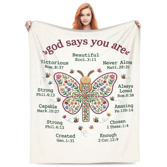 Christian Gifts for Women, Christian Butterfly Blanket, Religious Gift for Women, Inspirational Bible Verse Throw Blanket, Spiritual Birthday Christmas Gift 50x40