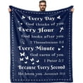 thumbnail image 1 of Christian Gifts for Women Christian Gifts Ideas for Women Religious Gifts for Women Bible Blanket with Inspirational Prayers Gifts Bible Verse Christian Prayer Religious Gifts 50X 60 Inch Blue, 1 of 6