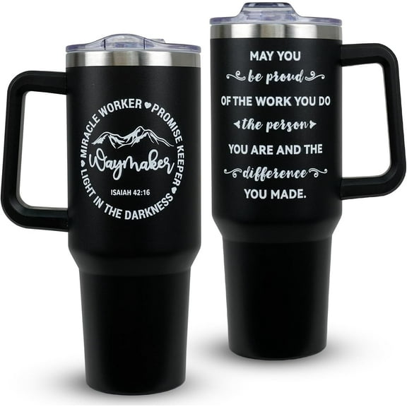 Christian Gifts for Women, Christian Tumblers With Handle 40oz Encouraging Inspiration Self Care Gifts For Women - Religious 40oz Faith Tumbler With Straw Lid Travel Faith Cup Coffee Mugs